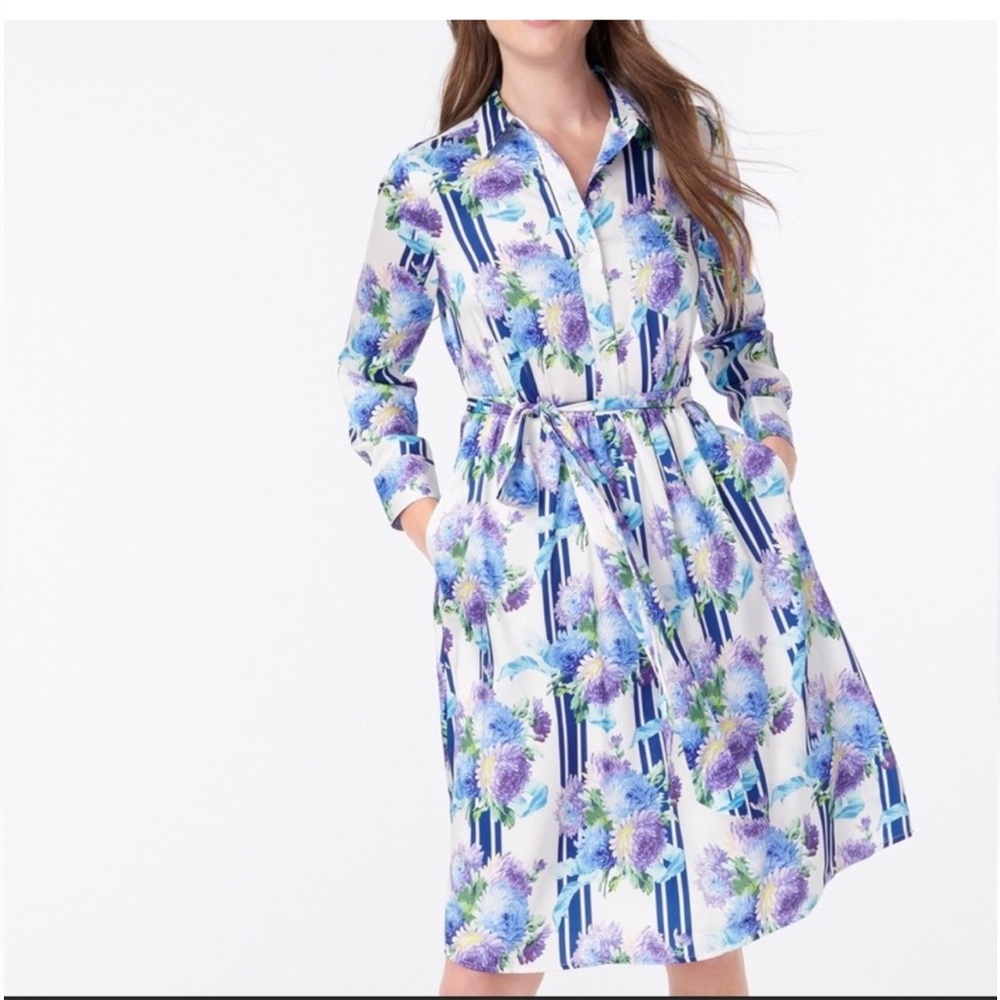 J. Crew Shirt-Dress Vintage Blue/Ivory Floral Garden Wedding Romantic 14 NWTs - Picture 2 of 13